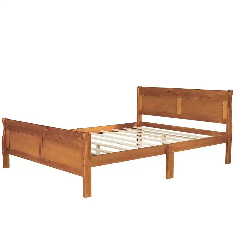 FAMYYT Queen Size Wood Platform Bed With Headboard, Easy Assembly, Oak