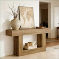 JVNOXK 2-Tier Rustic Farmhouse End Table with U-Shaped Base Side Table for Living Room