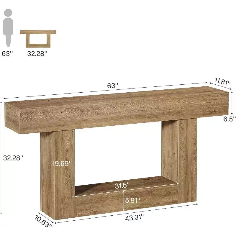 JVNOXK 2-Tier Rustic Farmhouse End Table with U-Shaped Base Side Table for Living Room