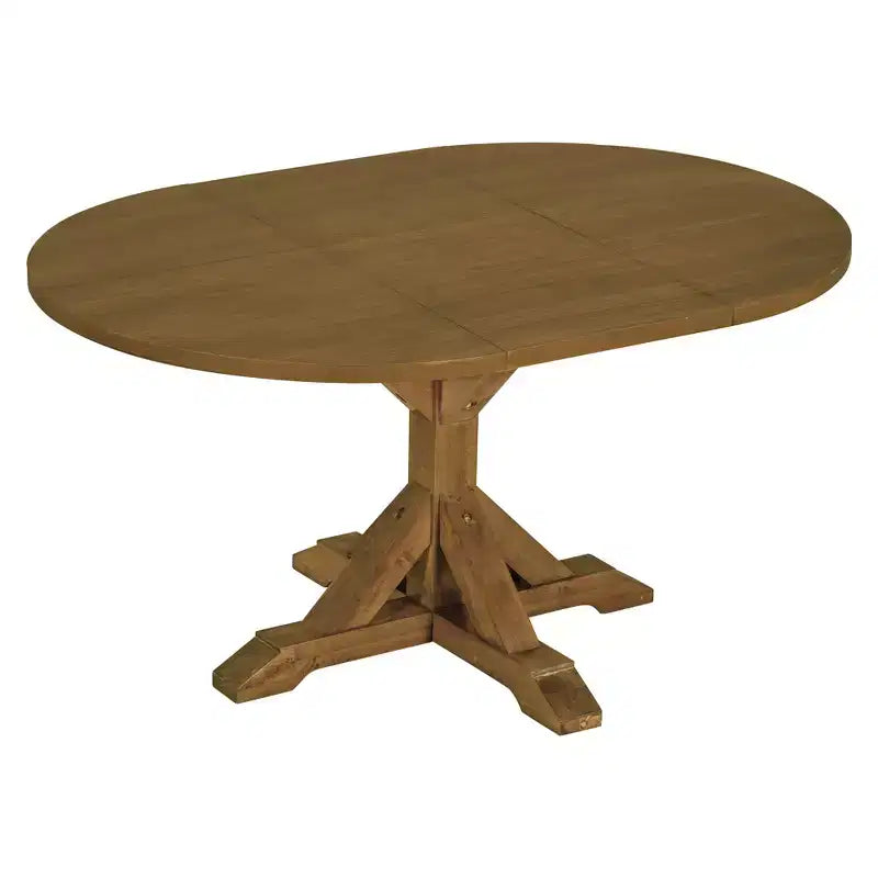 GDFStudio Zayd 6 Piece Dining Set with Extendable Pedestal Table, Ladder Back Chairs and Bench