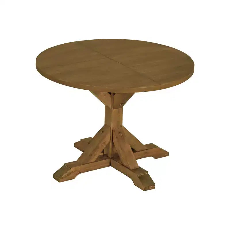 GDFStudio Zayd 6 Piece Dining Set with Extendable Pedestal Table, Ladder Back Chairs and Bench