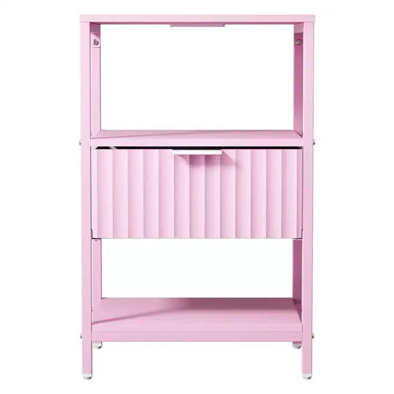 Karl Home 15 Inches Wide Nightstand with 1 Drawer 2 Shelves and US Power Outlet