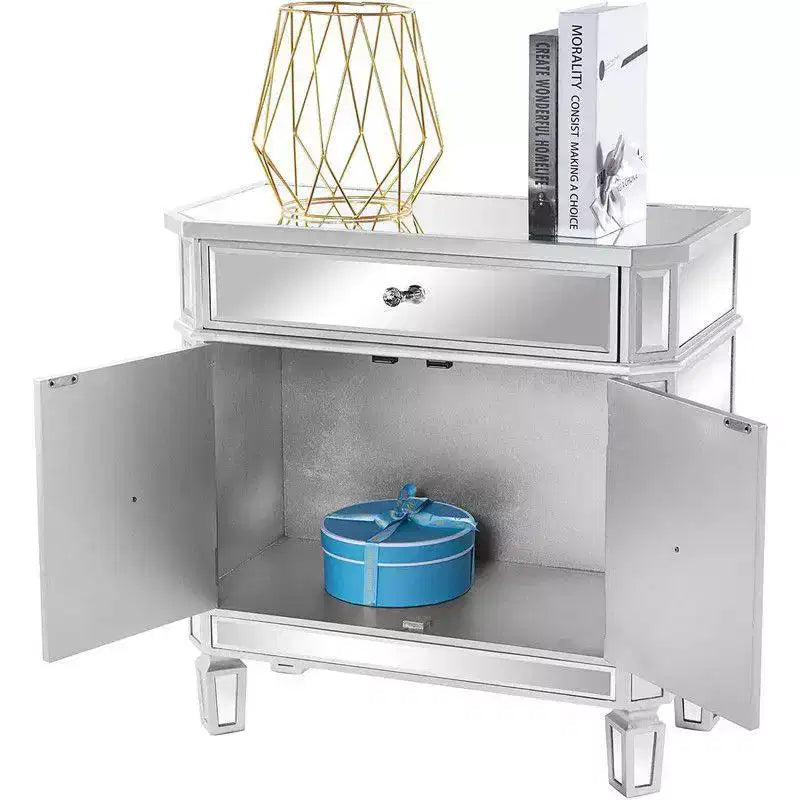 Karl Home 27.56 Inch One Drawer Two Door Mirrored Dresser