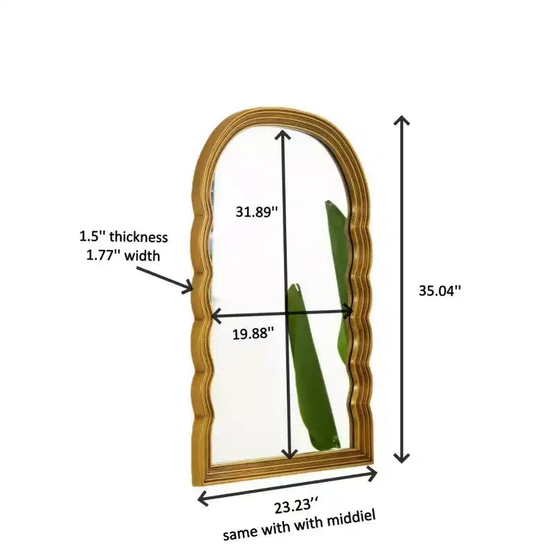 Miroir Mural Arqué Rétro 24 avec Cadre en PU Festonné, Miroir Décoratif avec 3 Températures de Couleur Réglables pour Salle de Bain ou Chambre à Coucher-Panipeachy