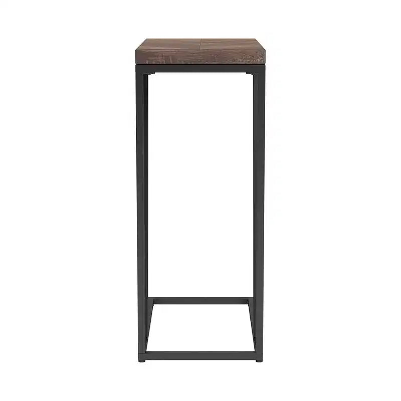 Rustic Tobacco Herringbone Sandy Black Accent Table, Modern Rustic Industrial Metal Legs Living Room Coffee Table