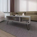 Smoke Finish Coffee Table with 2 Shelves, Modern Sophisticated Storage Display Table for Spacious Living Areas