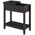 HOMCOM Dark Coffee Narrow End Table, Flip Top Side Table with Storage Cabinet Bottom Shelf for Living Room Office