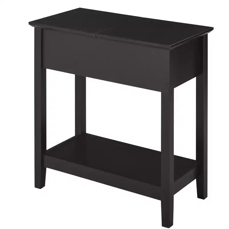 HOMCOM Dark Coffee Narrow End Table, Flip Top Side Table with Storage Cabinet Bottom Shelf for Living Room Office