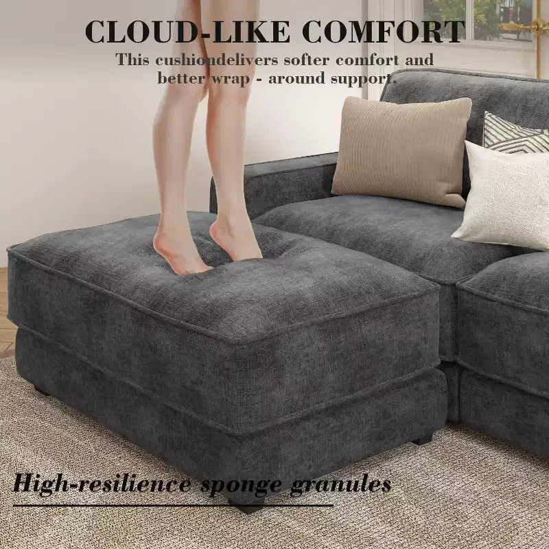 Dyonery Cloud Modular Sectional Sofa Couch with Ottomans,L/U-Shaped Couch,Minimalist Wide Deep Seat Comfy Convertible Couches for LivingRoom