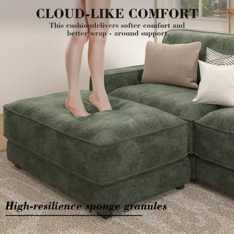 Dyonery Cloud Modular Sectional Sofa Couch with Ottomans,L/U-Shaped Couch,Minimalist Wide Deep Seat Comfy Convertible Couches for LivingRoom