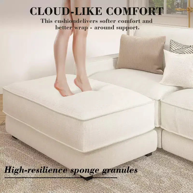 Dyonery Cloud Modular Sectional Sofa Couch with Ottomans,L/U-Shaped Couch,Minimalist Wide Deep Seat Comfy Convertible Couches for LivingRoom