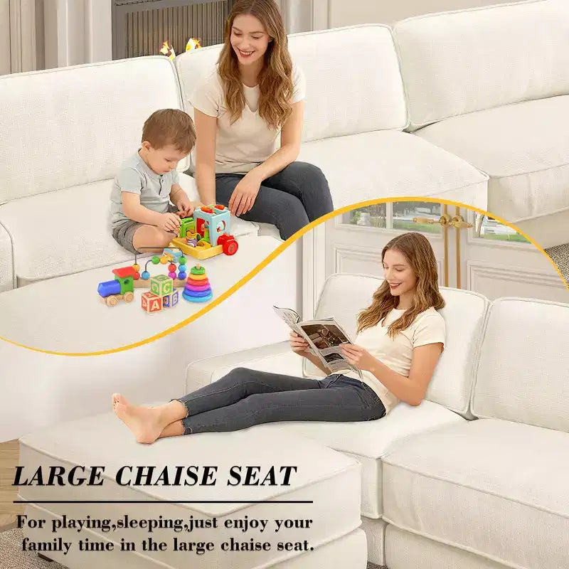 Dyonery Cloud Modular Sectional Sofa Couch with Ottomans,L/U-Shaped Couch,Minimalist Wide Deep Seat Comfy Convertible Couches for LivingRoom