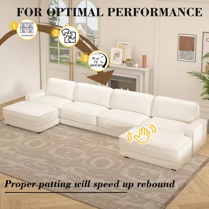 Dyonery Cloud Modular Sectional Sofa Couch with Ottomans,L/U-Shaped Couch,Minimalist Wide Deep Seat Comfy Convertible Couches for LivingRoom