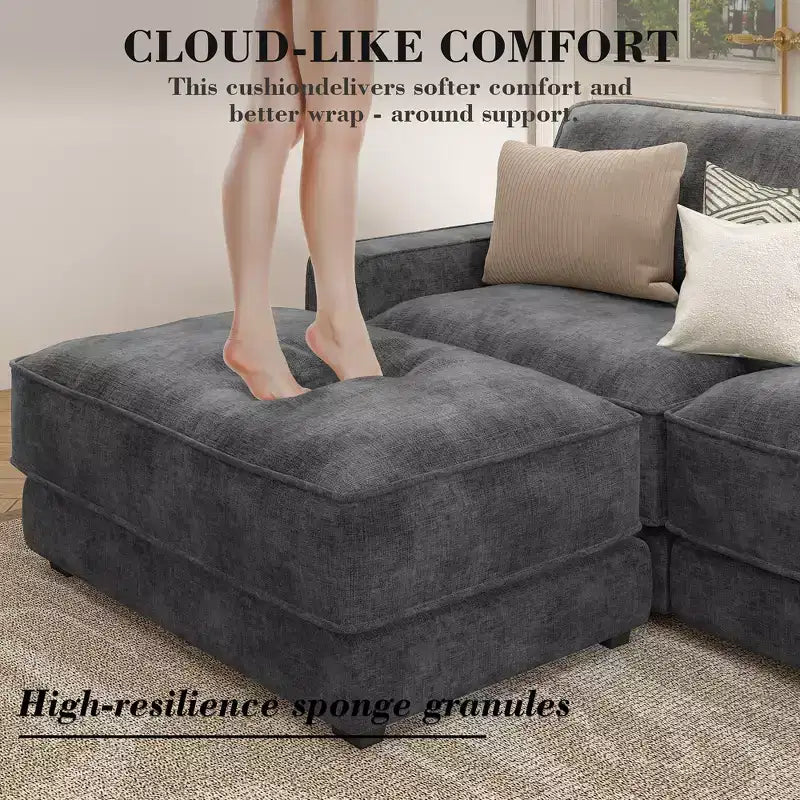 Dyonery Cloud Modular Sectional Sofa Couch with Ottomans,L/U-Shaped Couch,Minimalist Wide Deep Seat Comfy Convertible Couches for LivingRoom