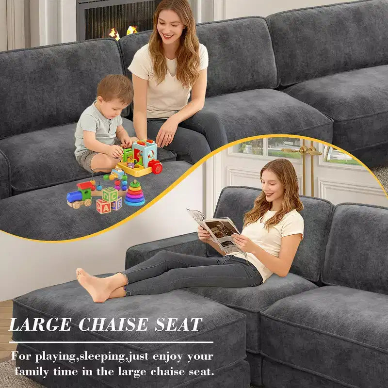 Dyonery Cloud Modular Sectional Sofa Couch with Ottomans,L/U-Shaped Couch,Minimalist Wide Deep Seat Comfy Convertible Couches for LivingRoom