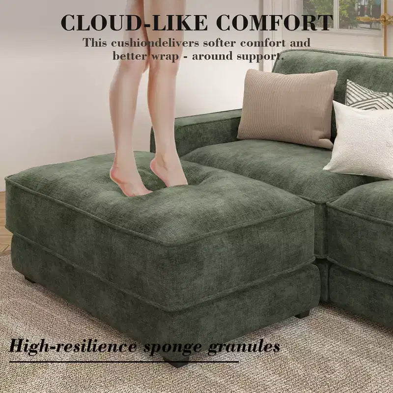 Dyonery Cloud Modular Sectional Sofa Couch with Ottomans,L/U-Shaped Couch,Minimalist Wide Deep Seat Comfy Convertible Couches for LivingRoom