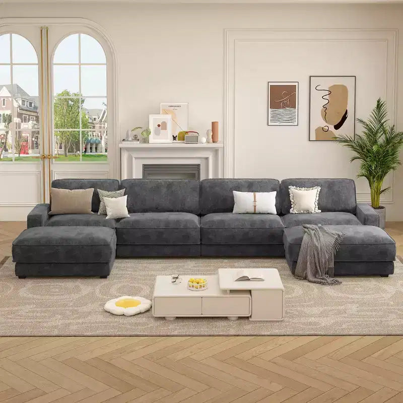 Dyonery Cloud Modular Sectional Sofa Couch with Ottomans,L/U-Shaped Couch,Minimalist Wide Deep Seat Comfy Convertible Couches for LivingRoom