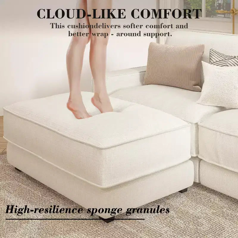 Dyonery Cloud Modular Sectional Sofa Couch with Ottomans,L/U-Shaped Couch,Minimalist Wide Deep Seat Comfy Convertible Couches for LivingRoom