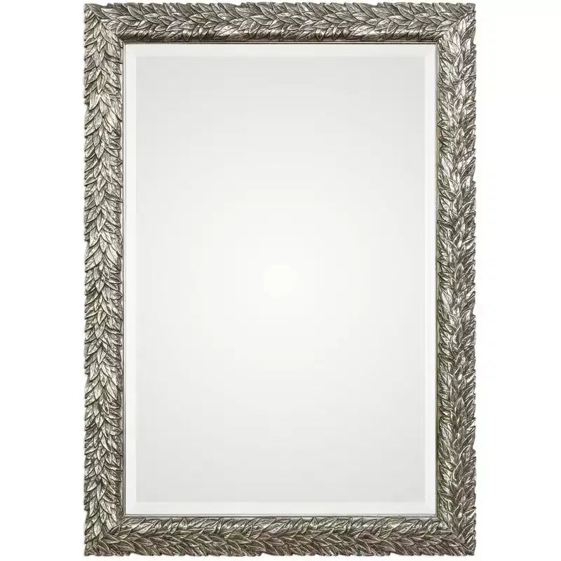 Uttermost Rectangular Vanity Decorative Wall Mirror Beveled Burnished Metallic Silver Leaf Frame 24 3/4 Wide for Bathroom Bedroom
