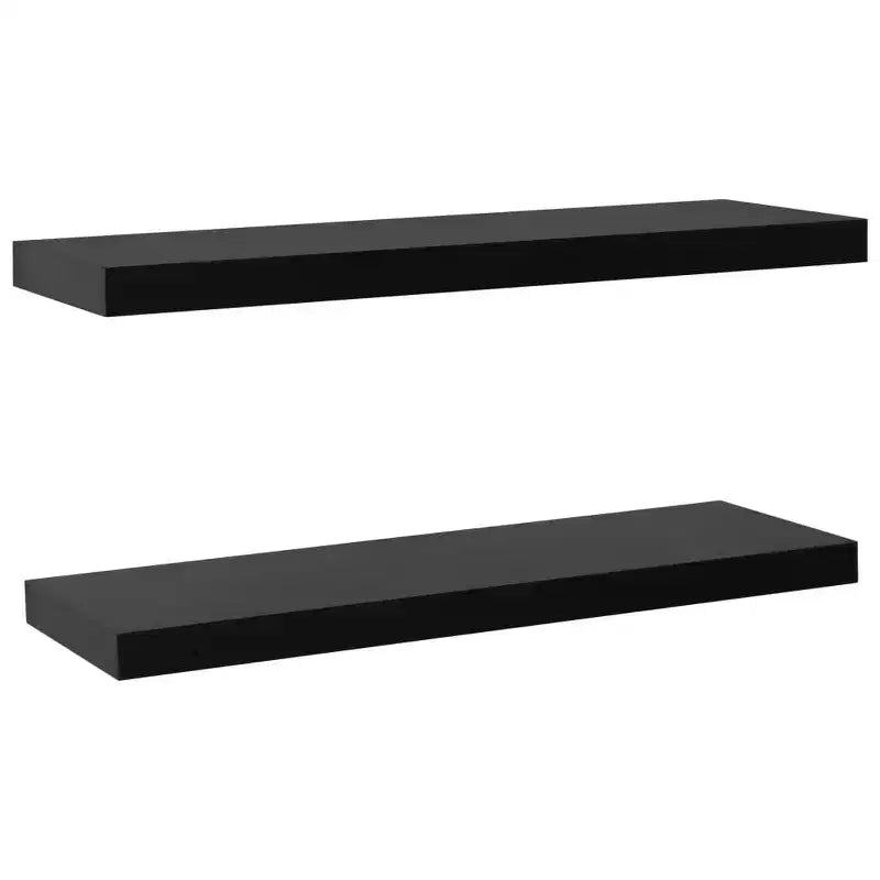 vidaXL Wall Mounted Shelf Set of 2 Black MDF 15.7 x 7.9 x 1.5 in