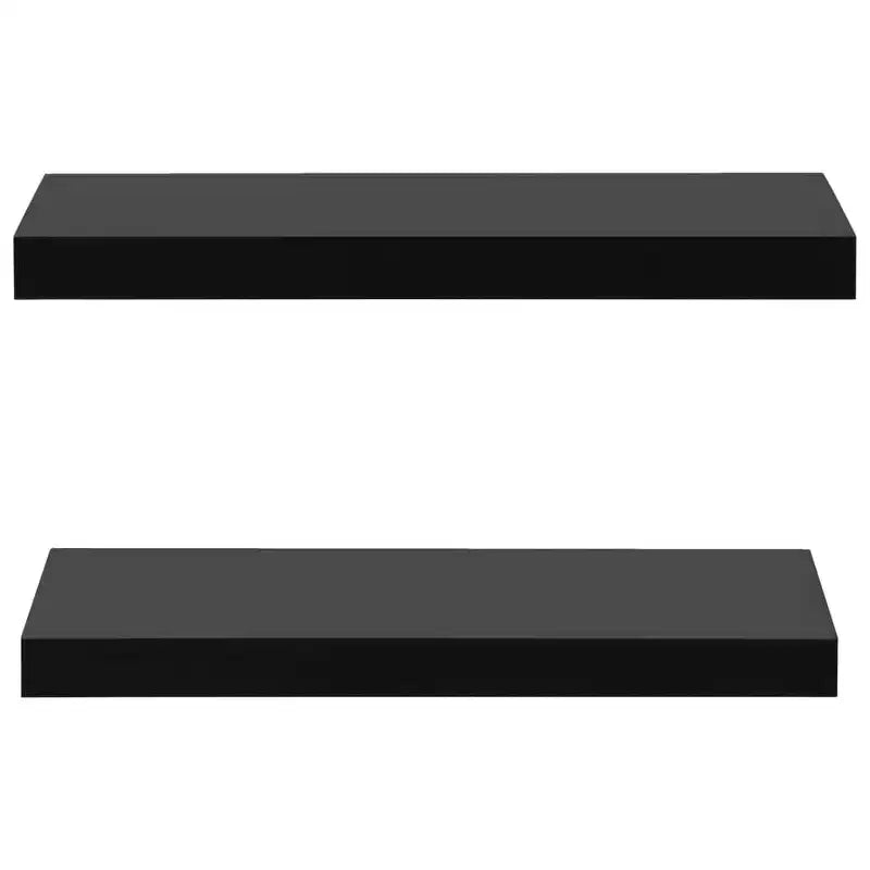 vidaXL Wall Mounted Shelf Set of 2 Black MDF 15.7 x 7.9 x 1.5 in