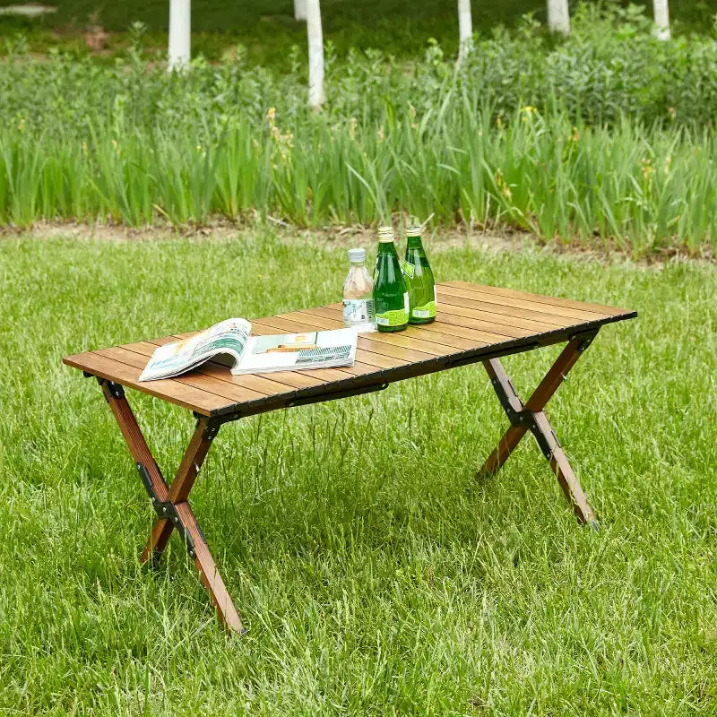 AEELLEEA Portable Folding Camping Table, Lightweight Aluminum Roll-Up Table for Outdoor Picnic, BBQ & Backyard