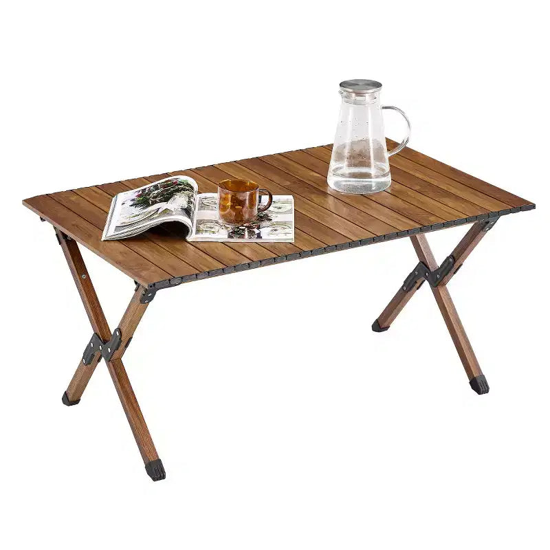AEELLEEA Portable Folding Camping Table, Lightweight Aluminum Roll-Up Table for Outdoor Picnic, BBQ & Backyard