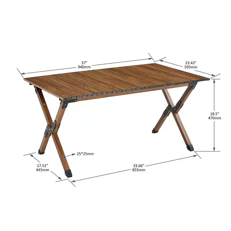 AEELLEEA Portable Folding Camping Table, Lightweight Aluminum Roll-Up Table for Outdoor Picnic, BBQ & Backyard
