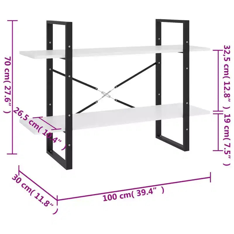 vidaXL Book Cabinet White Engineered wood, metal Book Cabinet