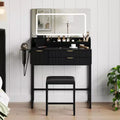 Makeup Vanity Desk with Mirror & Lights, Storage Drawers & Stool for Bedroom