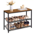 VASAGLE Shoe Rack for Entryway, 3-Tier Shoe Rack Organizer with Storage Shelves, Freestanding, Adjustable, Rustic Brown and Ink Black