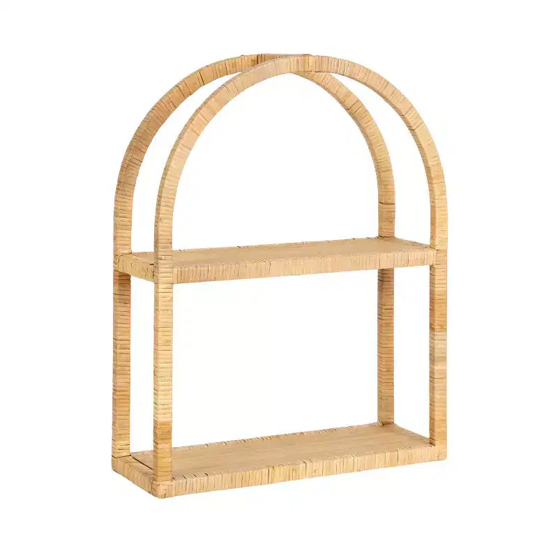 Kate and Laurel Rahmati Arched Rattan Wall Shelf, Natural, 18x23