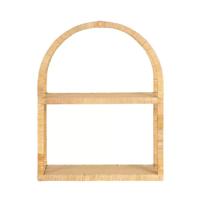 Kate and Laurel Rahmati Arched Rattan Wall Shelf, Natural, 18x23
