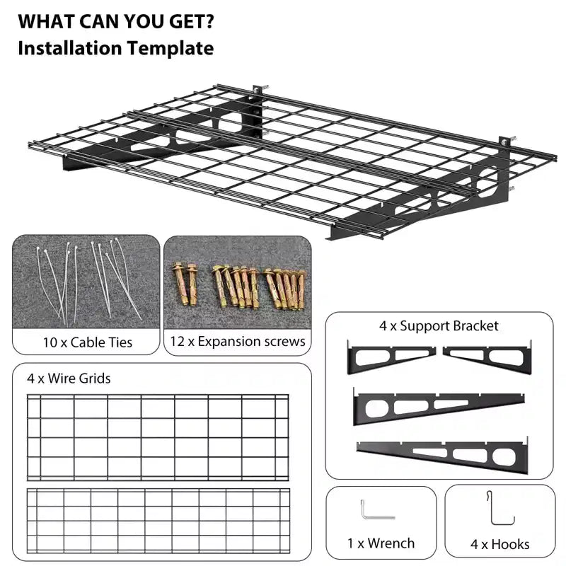 Heavy Duty Wall Mounted Shelves 2pcs , Garage Storage Shelves Rack, Floating Metal Organization Shelving for Garage, Shop, Basement, Shed