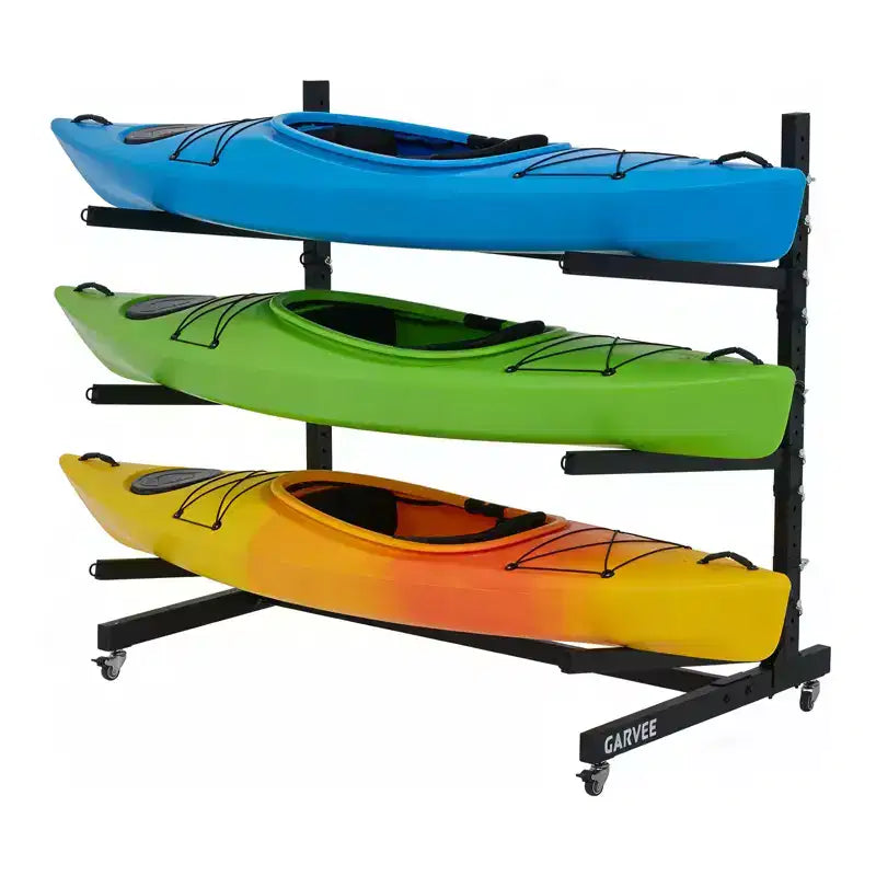 Support de rangement autoportant pour kayak avec roues, supports de kayak réglables pour garage et extérieur, supports de kayak pour canoës, kayaks, SUP et planches de surf