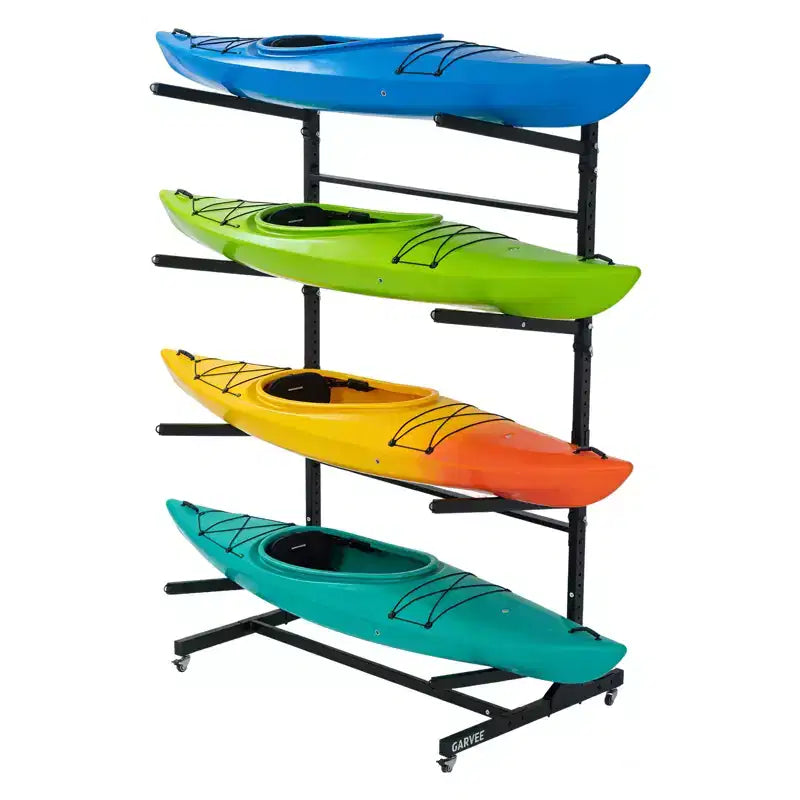 Support de rangement autoportant pour kayak avec roues, supports de kayak réglables pour garage et extérieur, supports de kayak pour canoës, kayaks, SUP et planches de surf