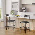 Set of 2 Modern Counter Height Bar Stools, PU Leather Island Chairs w/ Curved Backrest & Footrest, 300lbs Heavy Duty Iron Frame for Kitchen