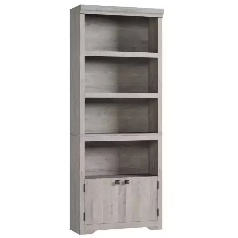 69 Tall Farmhouse Bookcase w/ 2 Doors, 5-Tier Wood Bookshelf w/ Adjustable Shelves, Open Display Storage Rack for Living Room & Home Office