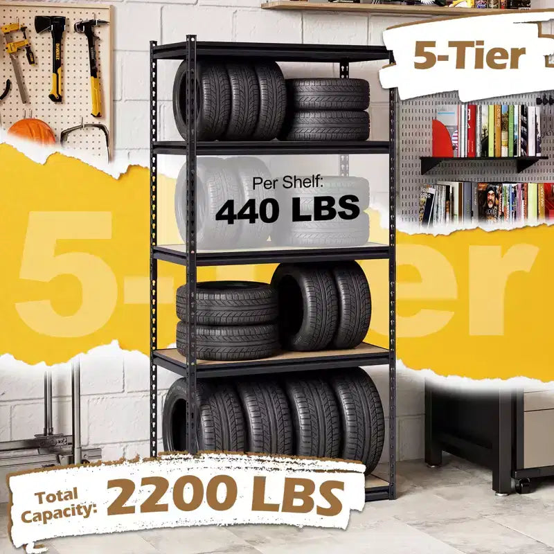 Gymax 4PCS 5-Tier Garage Shelving Unit 2200 LBS Heavy Duty Metal Storage Shelves