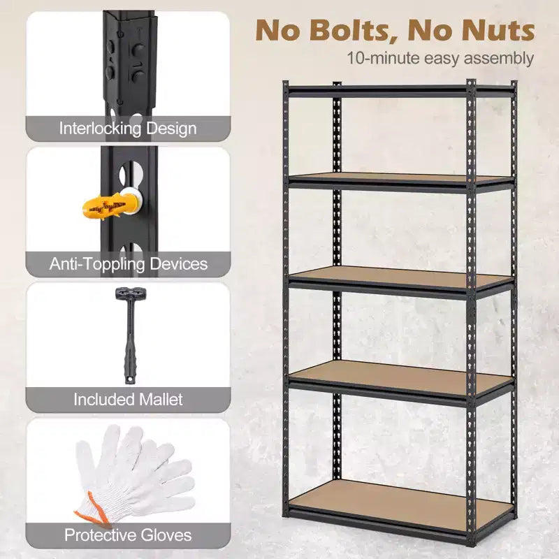 Gymax 4PCS 5-Tier Garage Shelving Unit 2200 LBS Heavy Duty Metal Storage Shelves
