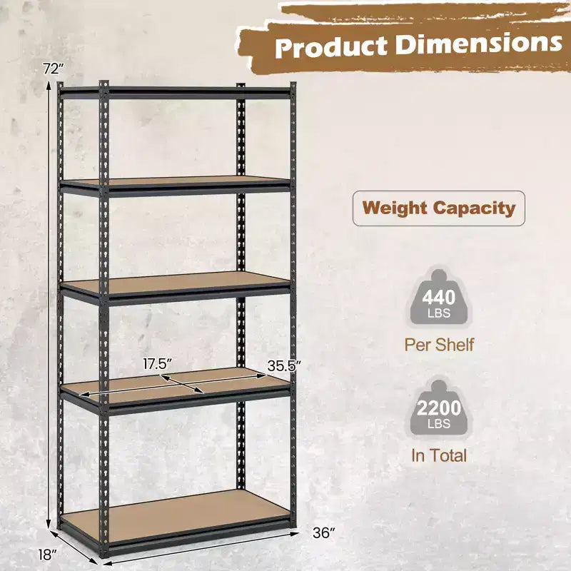 Gymax 4PCS 5-Tier Garage Shelving Unit 2200 LBS Heavy Duty Metal Storage Shelves