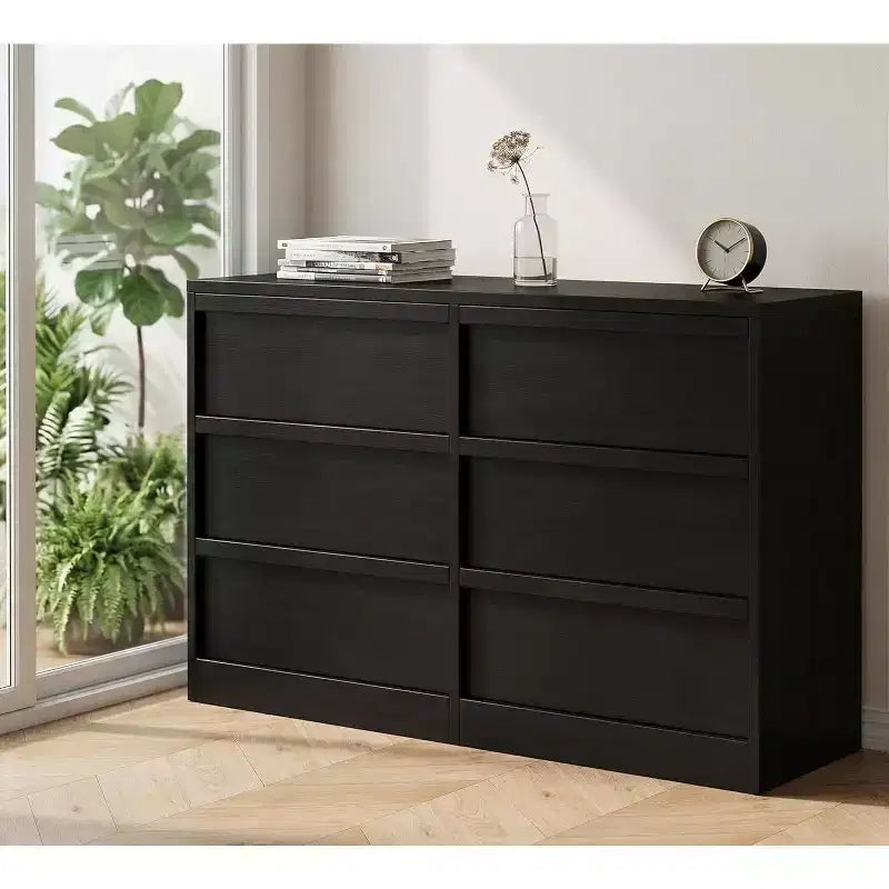 GustoWave 6-Drawer Storage Dresser With Waterproof Top, Natural Oak Finish, For Bedroom Or Entryway