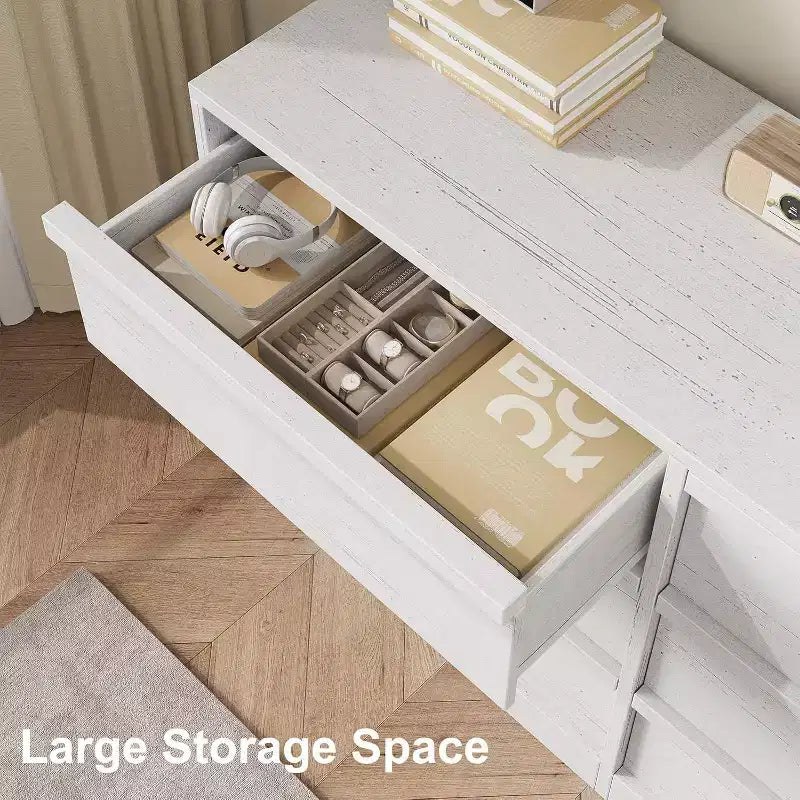 GustoWave 6-Drawer Storage Dresser With Waterproof Top, Natural Oak Finish, For Bedroom Or Entryway