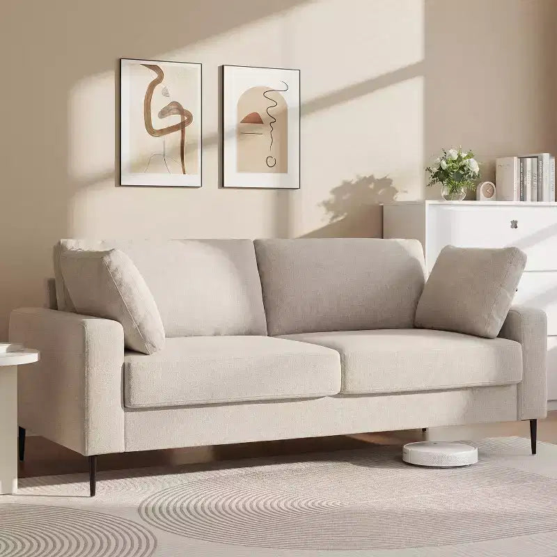 72 Loveseat Sofa, Mid-Century Modern Flared Arm Couch, Deep Seat Upholstered 2-Seater for Living Room, Apartment, Small Spaces, Off White