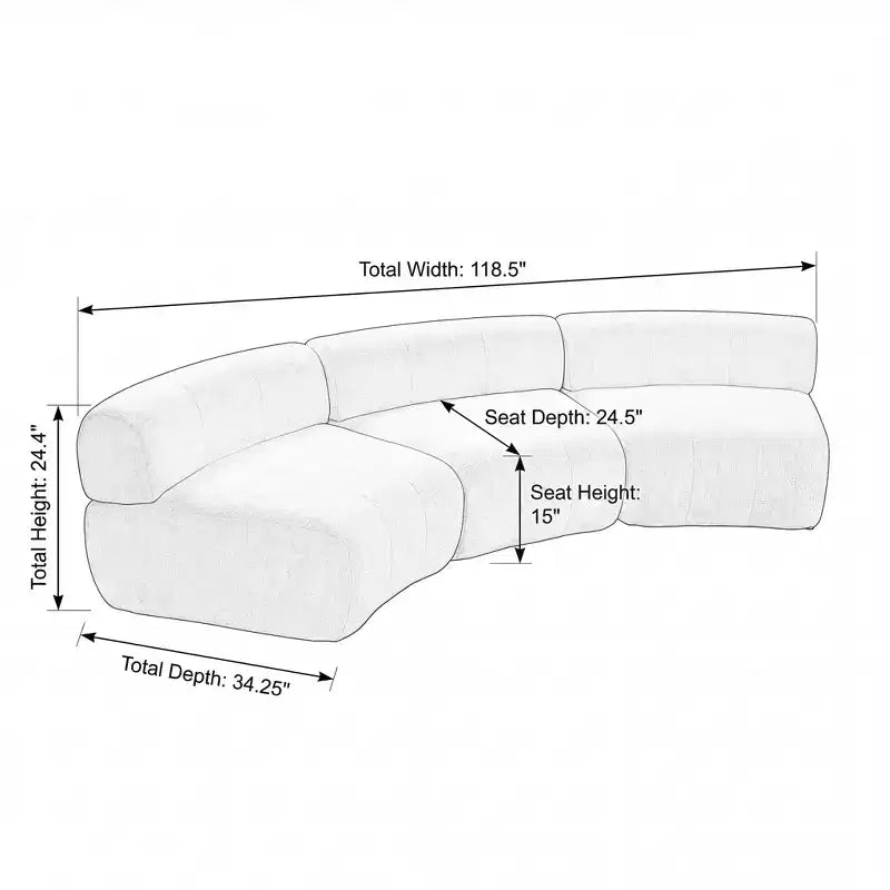 ModernLuxe Modular Sofa Curved Sectional Sofa Compressed Cloud Couch, No Assembly Needed