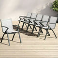 6PCS Modern Aluminum Outdoor Dining Chairs, Quick-Dry Textilene Fabric, All-Weather Rust-Resistant, Ergonomic Commercial-Grade Patio Seating