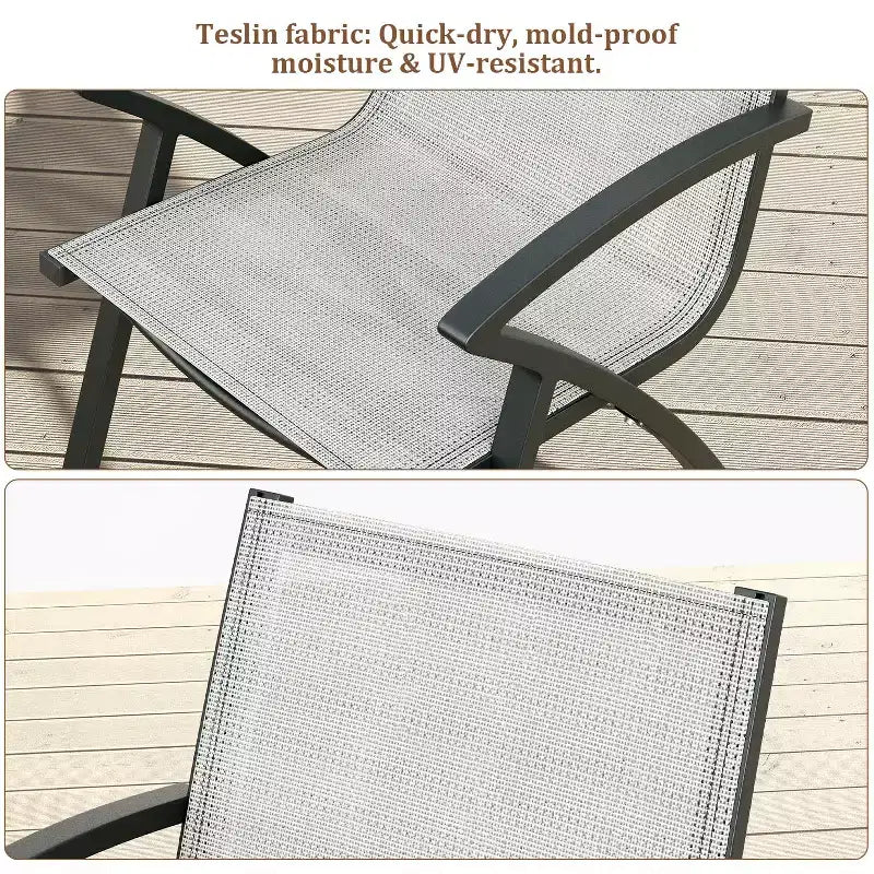 6PCS Modern Aluminum Outdoor Dining Chairs, Quick-Dry Textilene Fabric, All-Weather Rust-Resistant, Ergonomic Commercial-Grade Patio Seating