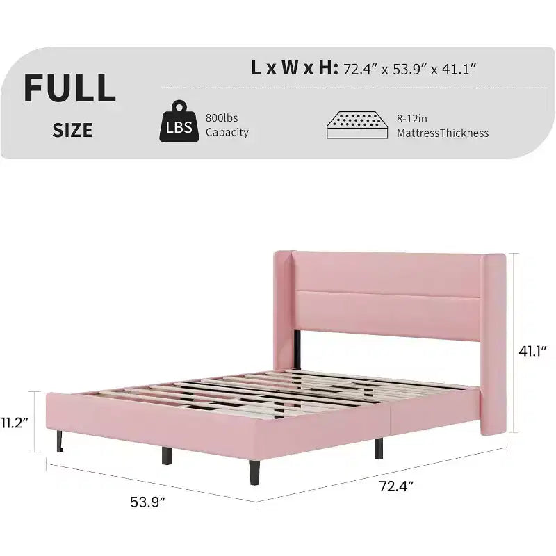 GuatoWave Velvet Upholstered Platform Bed Frame with Tufted Wingback Headboard