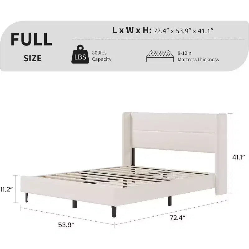 GuatoWave Velvet Upholstered Platform Bed Frame with Tufted Wingback Headboard