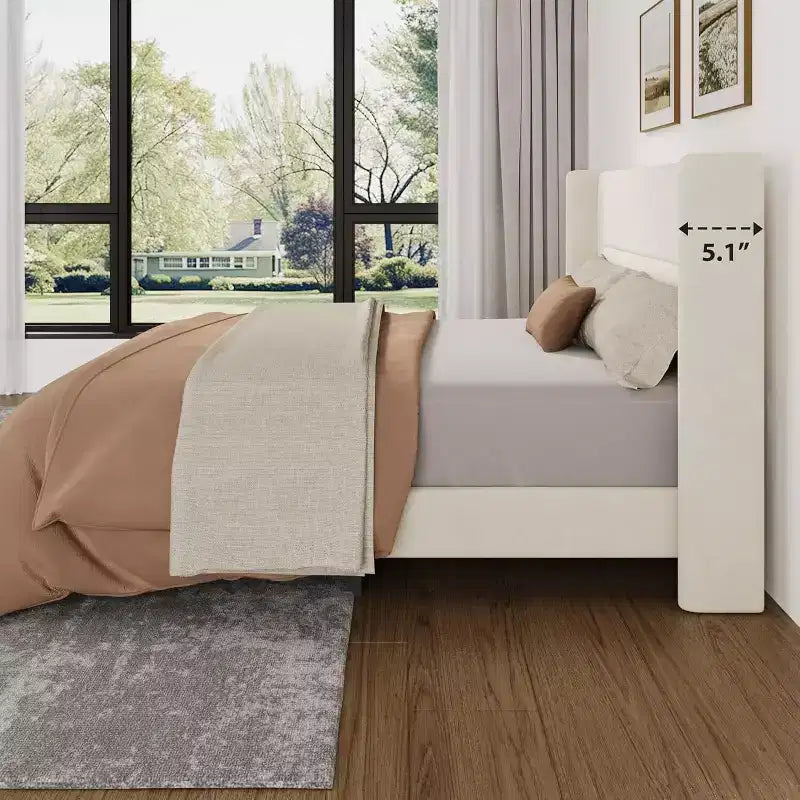 GuatoWave Velvet Upholstered Platform Bed Frame with Tufted Wingback Headboard